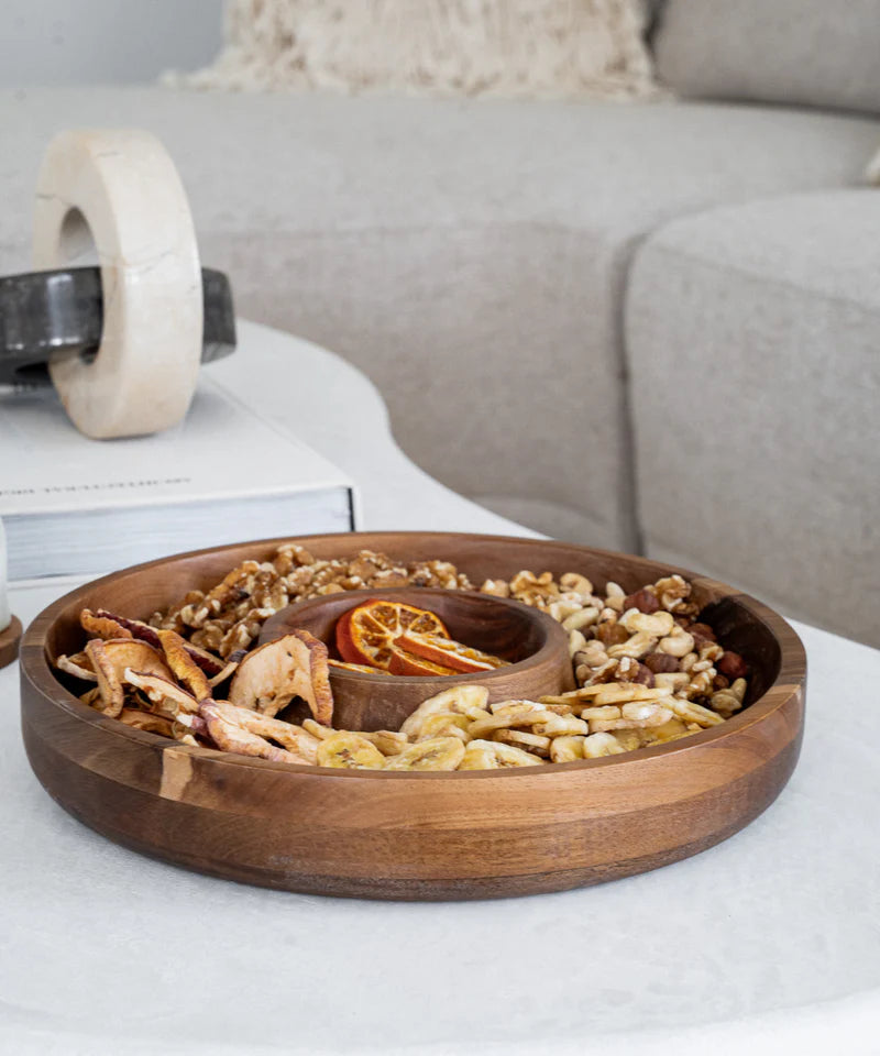 Akazie Duo Snackschale Rund – Ø30 cm