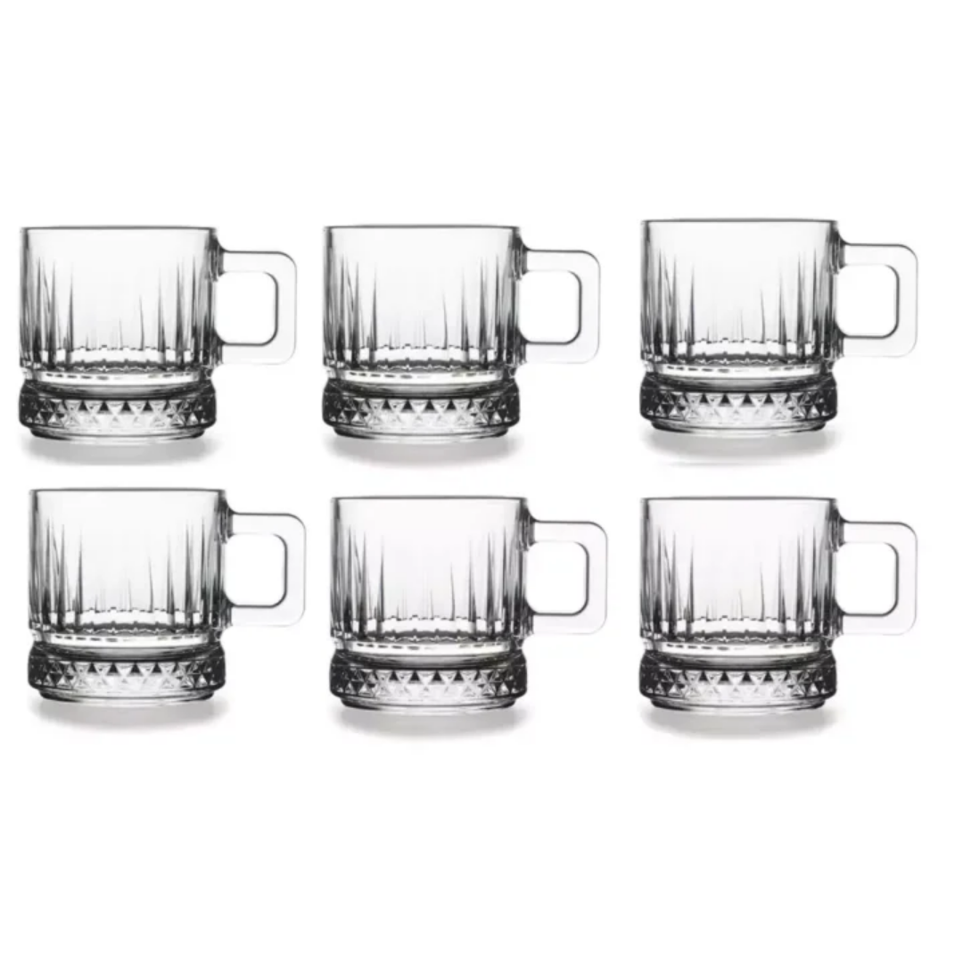 Bavary – Gestreepte Bekers/Mokken met Oor – 195 ml – 6 stuks