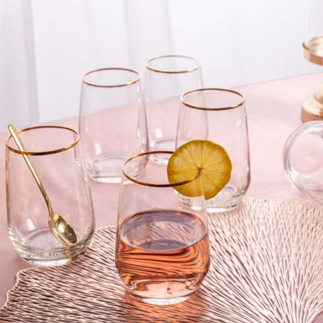 Homestar Luxe Drinkglazen Set – 12-delig – Met Gouden Rand