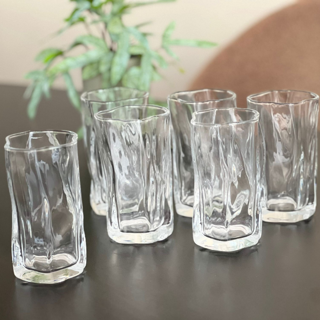 Diamond Wave Glazenset – 6 Stuks – 275 ml - Longdrink glazenset