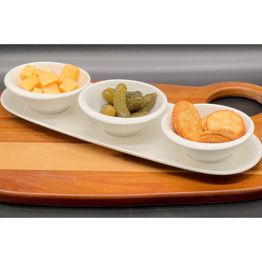 Porseleinen Snack Set - 3 Kommetjes met Onderbord