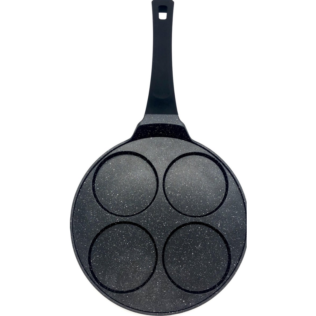 Pannenkoekpan - Crepe / Poffertjes pan - 26 cm - Inductie -4 Vormen