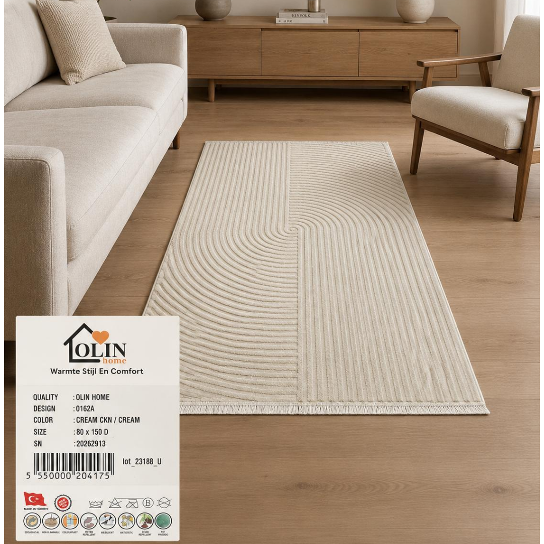 Olin Home Vloerkleed Cream / Crème Beige – Modern Design Tapijt - 0162A