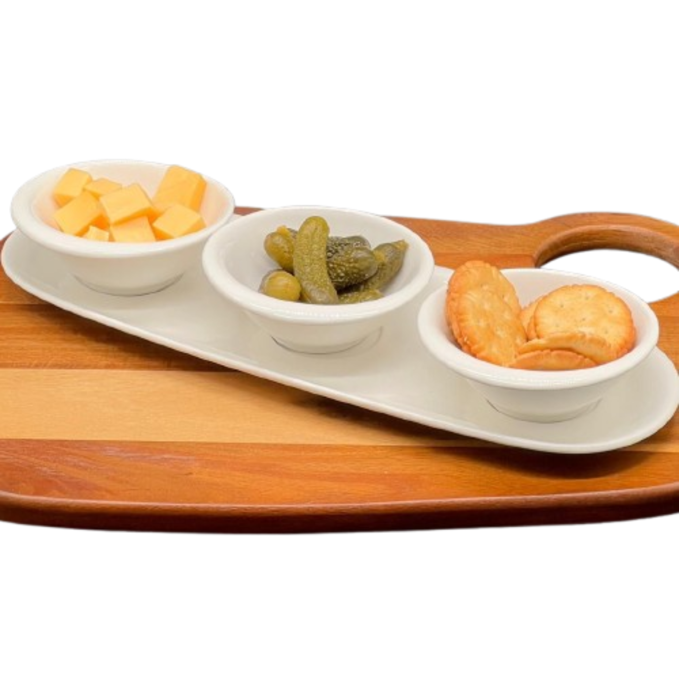 Porseleinen Snack Set - 3 Kommetjes met Onderbord