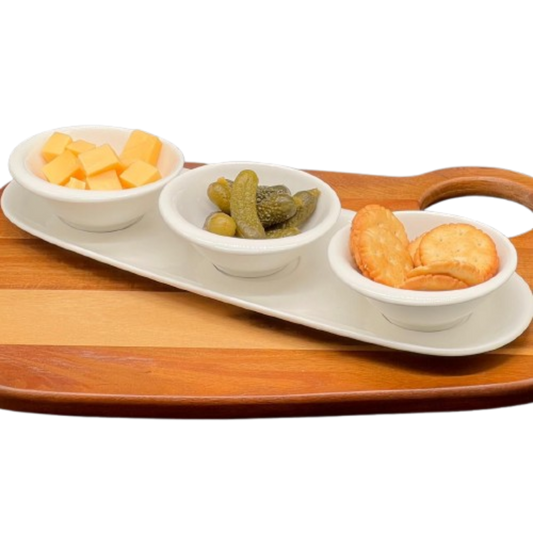 Porseleinen Snack Set - 3 Kommetjes met Onderbord