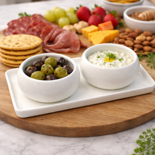 3-Delige Snack- & Sauskommetjes Set met Dienblad