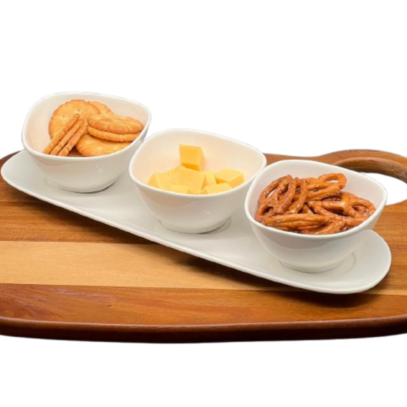 Snack Serveren -  3 Kommetjes met Onderbord