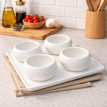 Borrel Schaaltjes Set met Dienblad – 5-delig