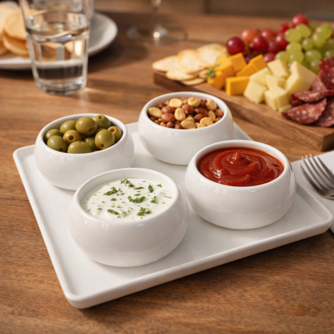 Borrel Schaaltjes Set met Dienblad – 5-delig