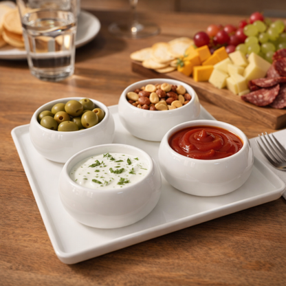 Borrel Schaaltjes Set met Dienblad – 5-delig