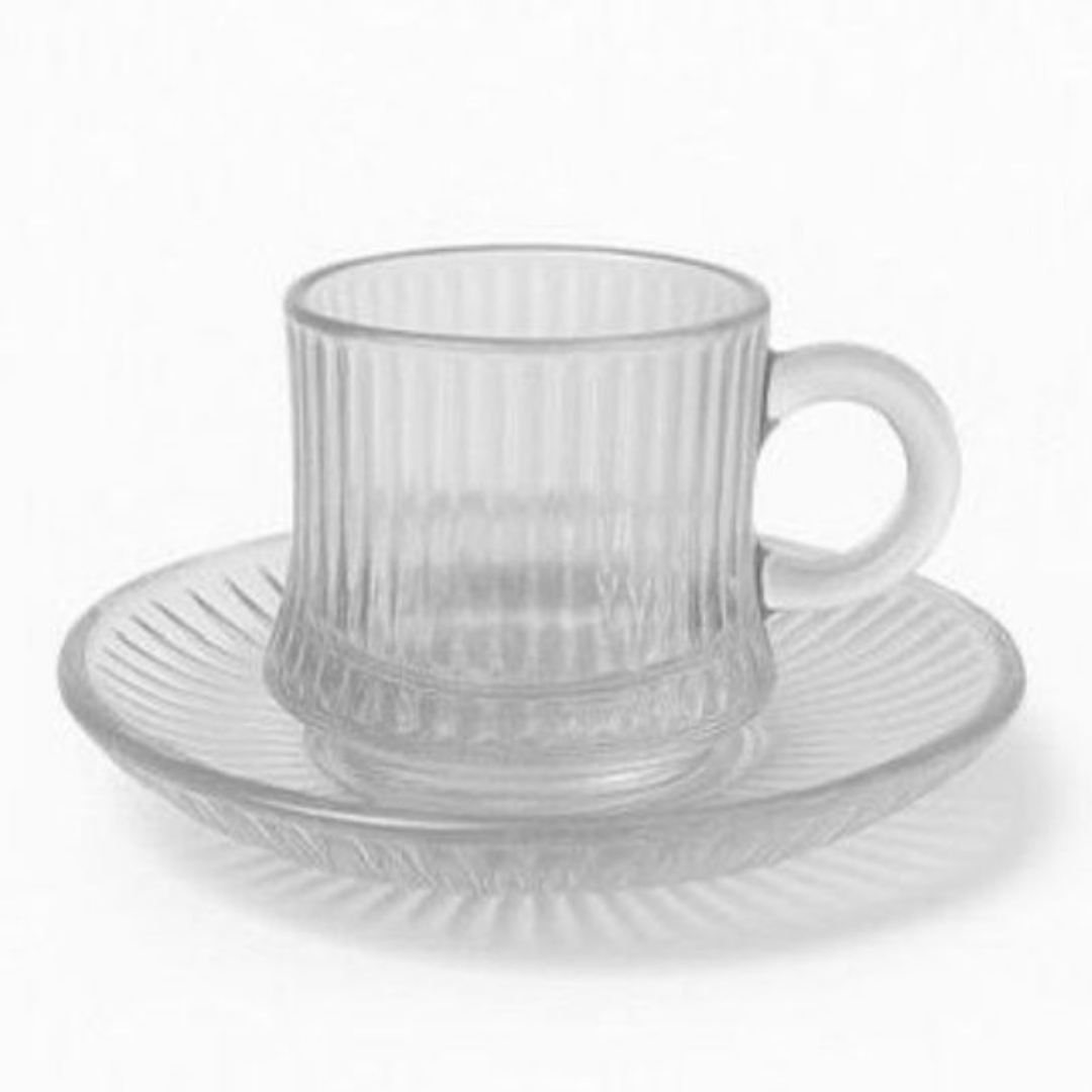 Bavary Espresso Glazen Set – 12-delig – 6 Glazen + 6 Schotels – 90 ml