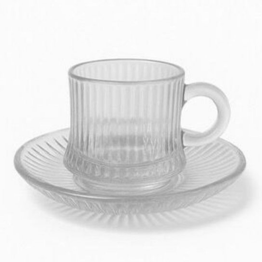 Bavary Espresso Glazen Set – 12-delig – 6 Glazen + 6 Schotels – 90 ml