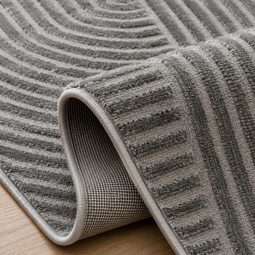 Olin Home Vloerkleed Donkergrijs – Modern Design Tapijt met Reliëfpatroon – Luxe Laagpolig Vloerkleed