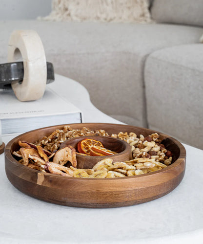 Akazie Duo Snackschale Rund – Ø30 cm