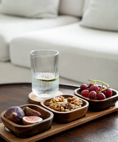 Acacia Element Dip & Snack Schalen Set – 3 Kommetjes met Dienblad