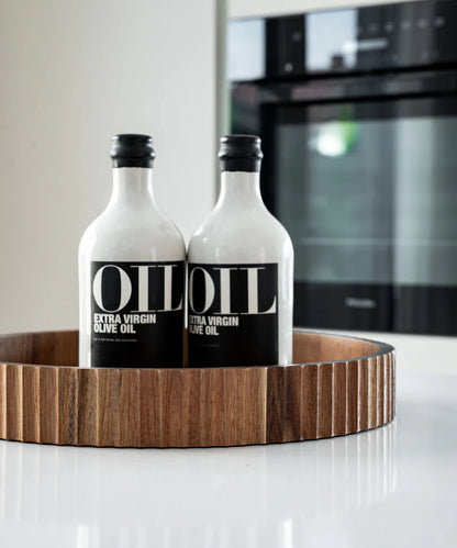 Acacia Stripe Dienblad – Rond 35,5 cm