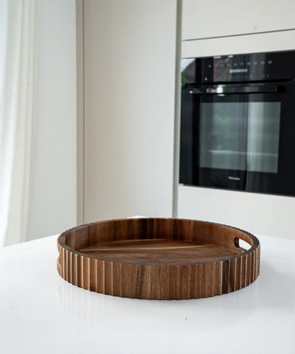 Acacia Stripe Dienblad – Rond 35,5 cm