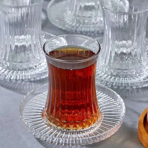 Almina Elisa Theeglazenset – 12-delig – 6 Glazen + 6 Onderzetters – 170 ml