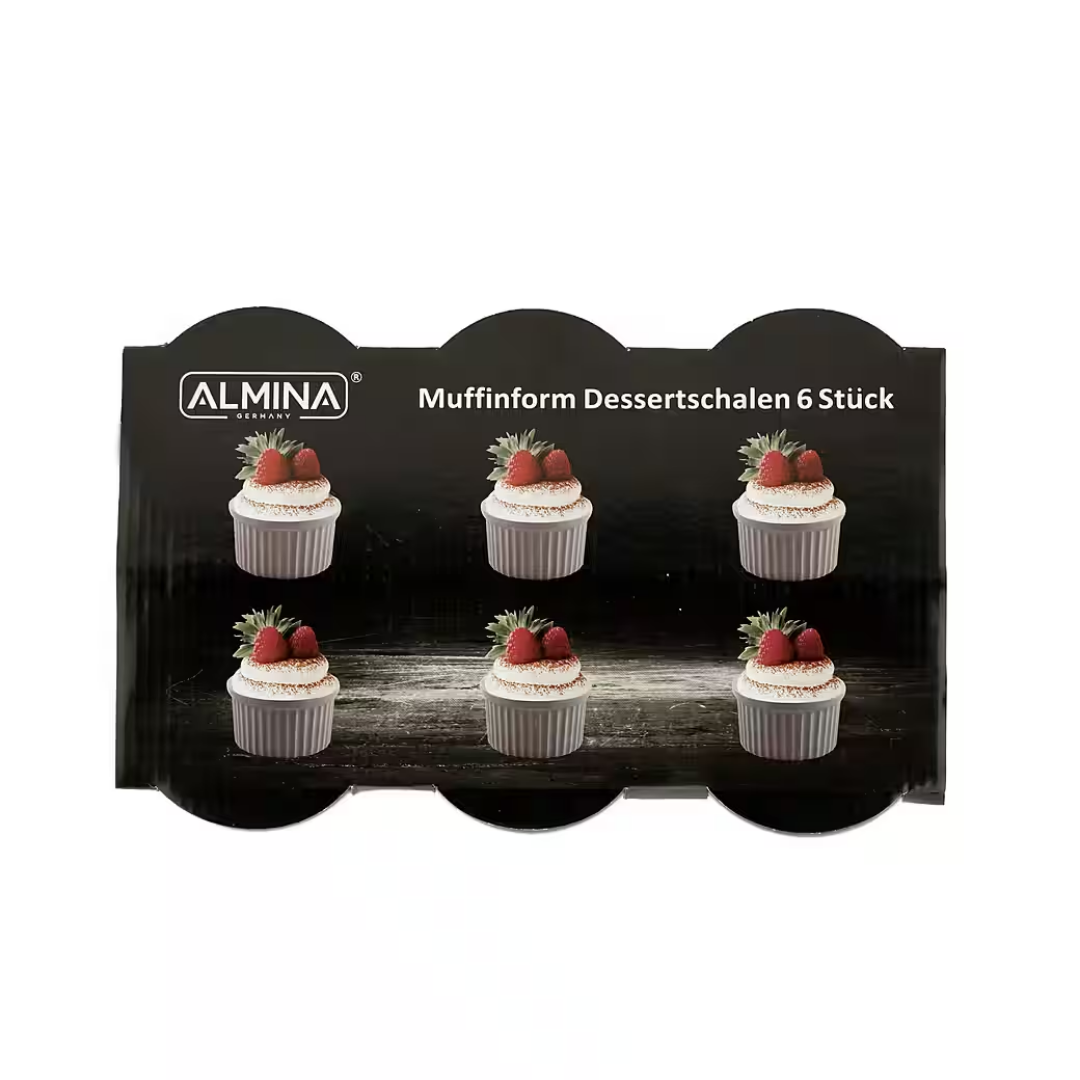 Muffinvormen Set van 6 – 180 ml – Rond Ø9 cm / grijs