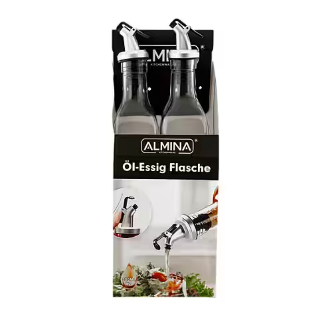 Elegante Olie- & Azijnfles Set van 2 – 500 ml – Glazen Olie