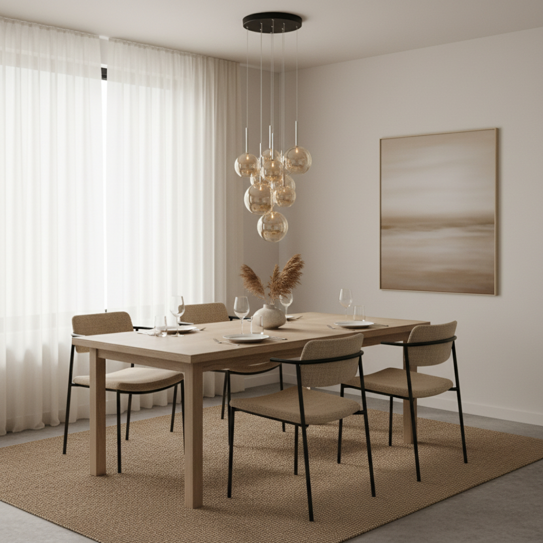 Hanglamp 9-Lichts – Amber Glazen Bollen – Rond Ø40 cm