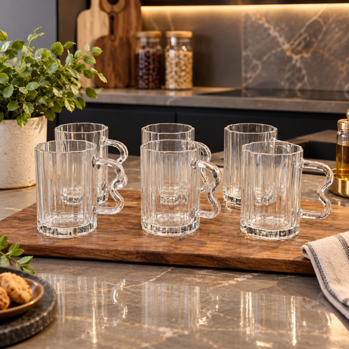 Glazen Mokken met Handvat Set van 6 – 300 ML