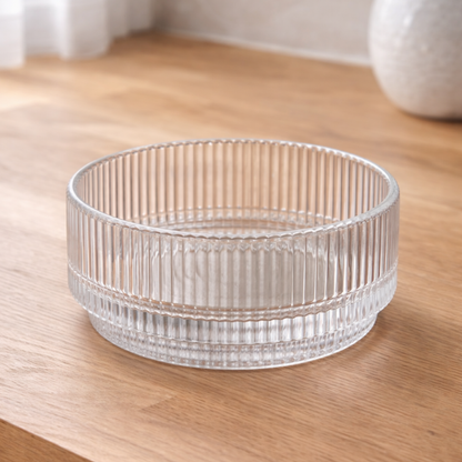 Geribbelde Glazen Snack Bowl – set van 4- 500ml