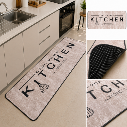 Keukenloper 60 x 180 CM – Poederroze/Beige
