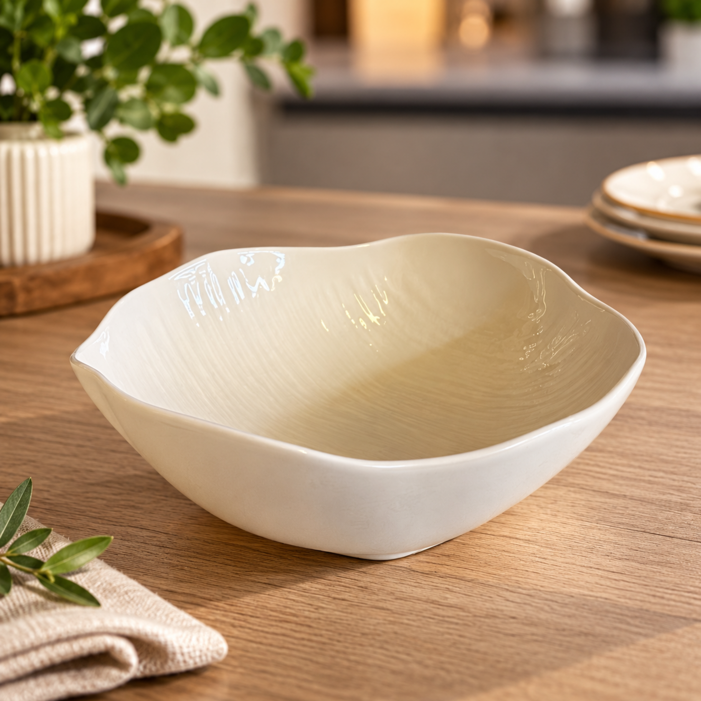 Bavary beige saladekom-Ø 23,5 x 8 CM