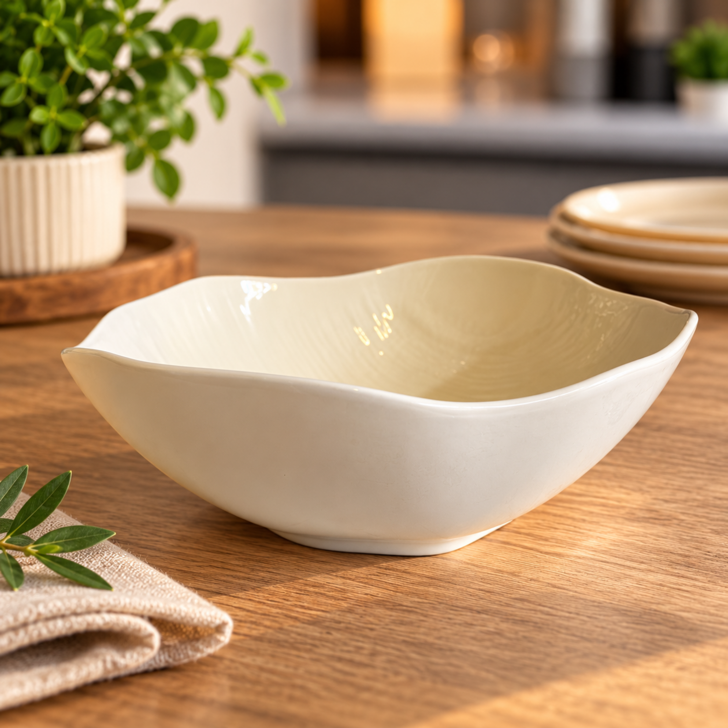 Bavary beige saladekom-Ø 23,5 x 8 CM