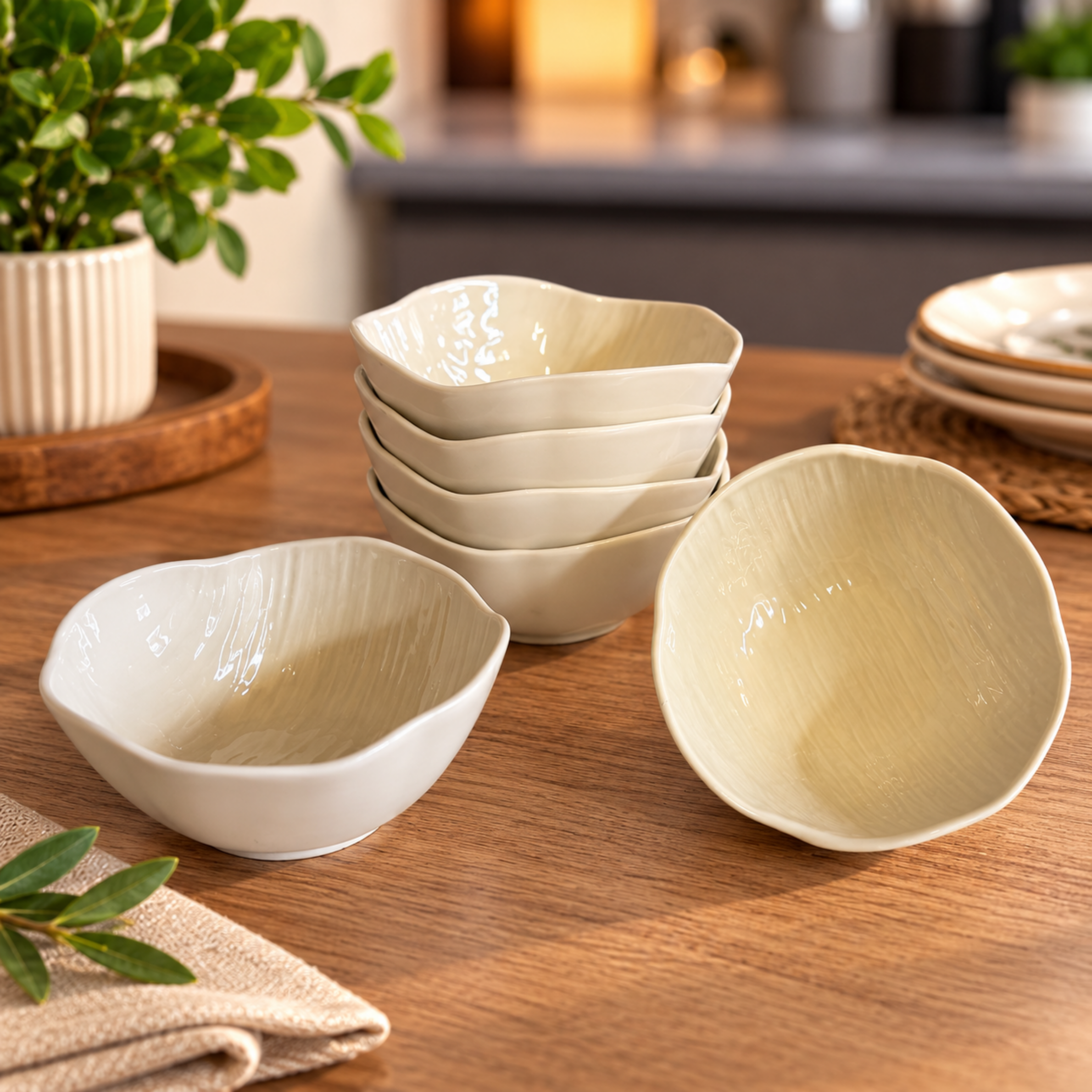 Bavary-Beige Snackkommetjes Set van 6 – Ø 11,7 CM