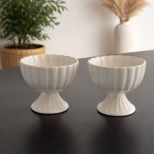 Bloomy-dessert- of snackkom op voet –set van 2