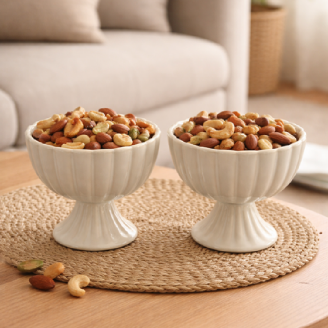 Bloomy-dessert- of snackkom op voet –set van 2