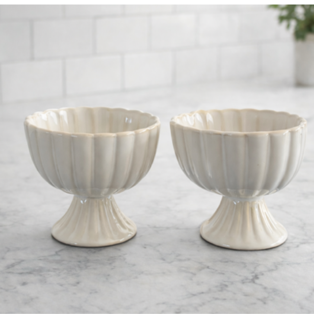 Bloomy-dessert- of snackkom op voet –set van 2