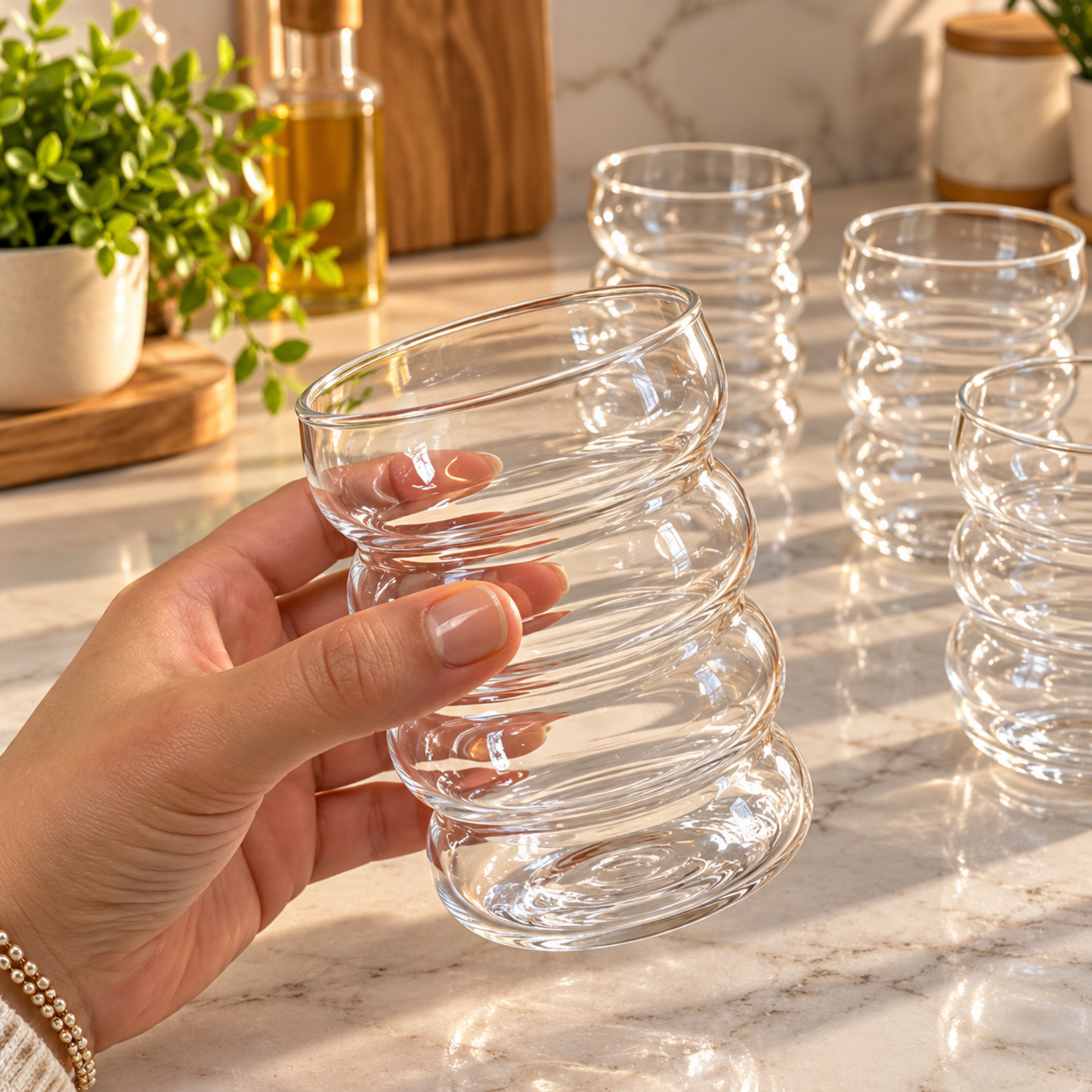 Drinkglazen Set van 6 – 300 ML-Met Golvend Design