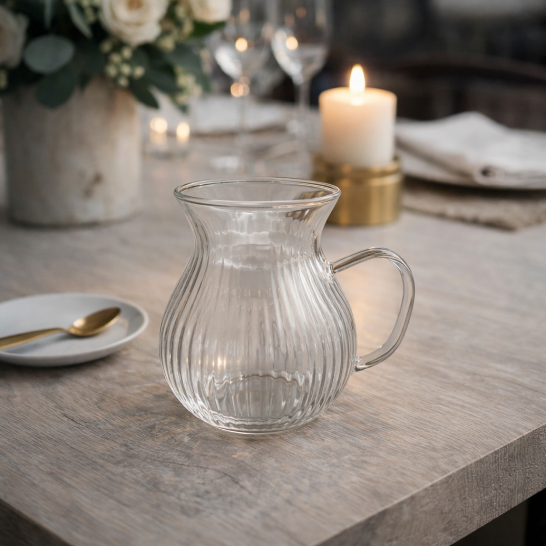 Sera Ribbel Theeglazen Bollig met Oor ( 6stuks ) 190 ml