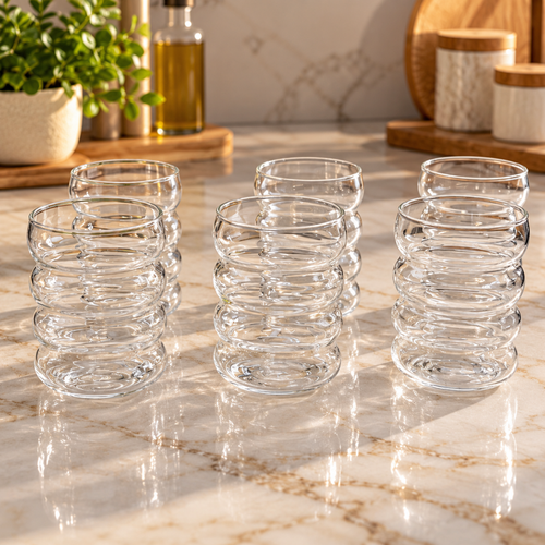 Drinkglazen Set van 6 – 300 ML-Met Golvend Design