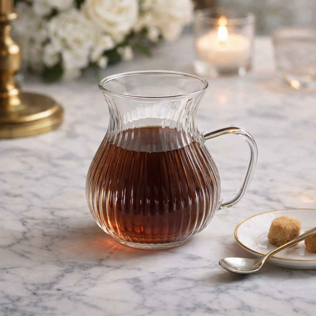 Sera Ribbel Theeglazen Bollig met Oor ( 6stuks ) 190 ml