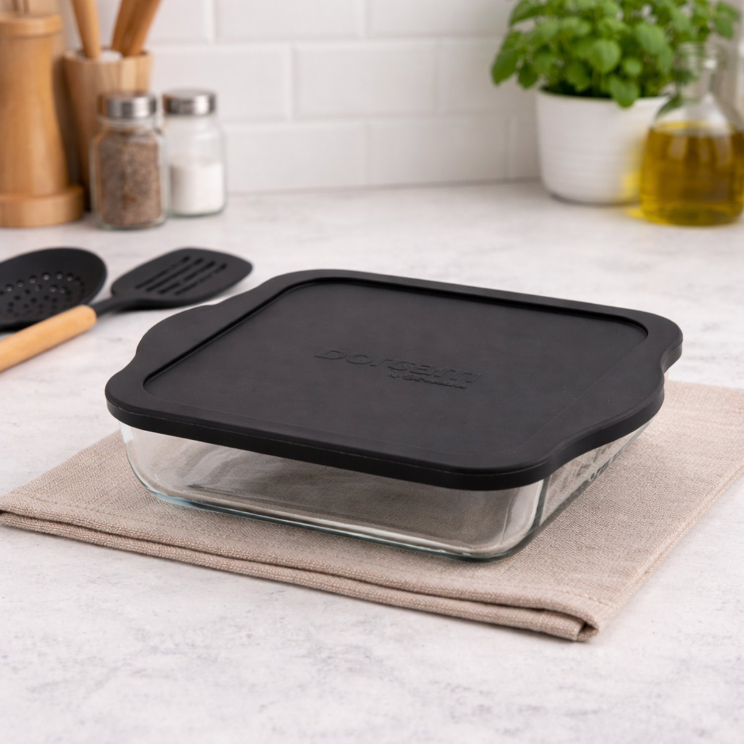 Glazen Ovenschaal Vierkant met Deksel-2000 ml