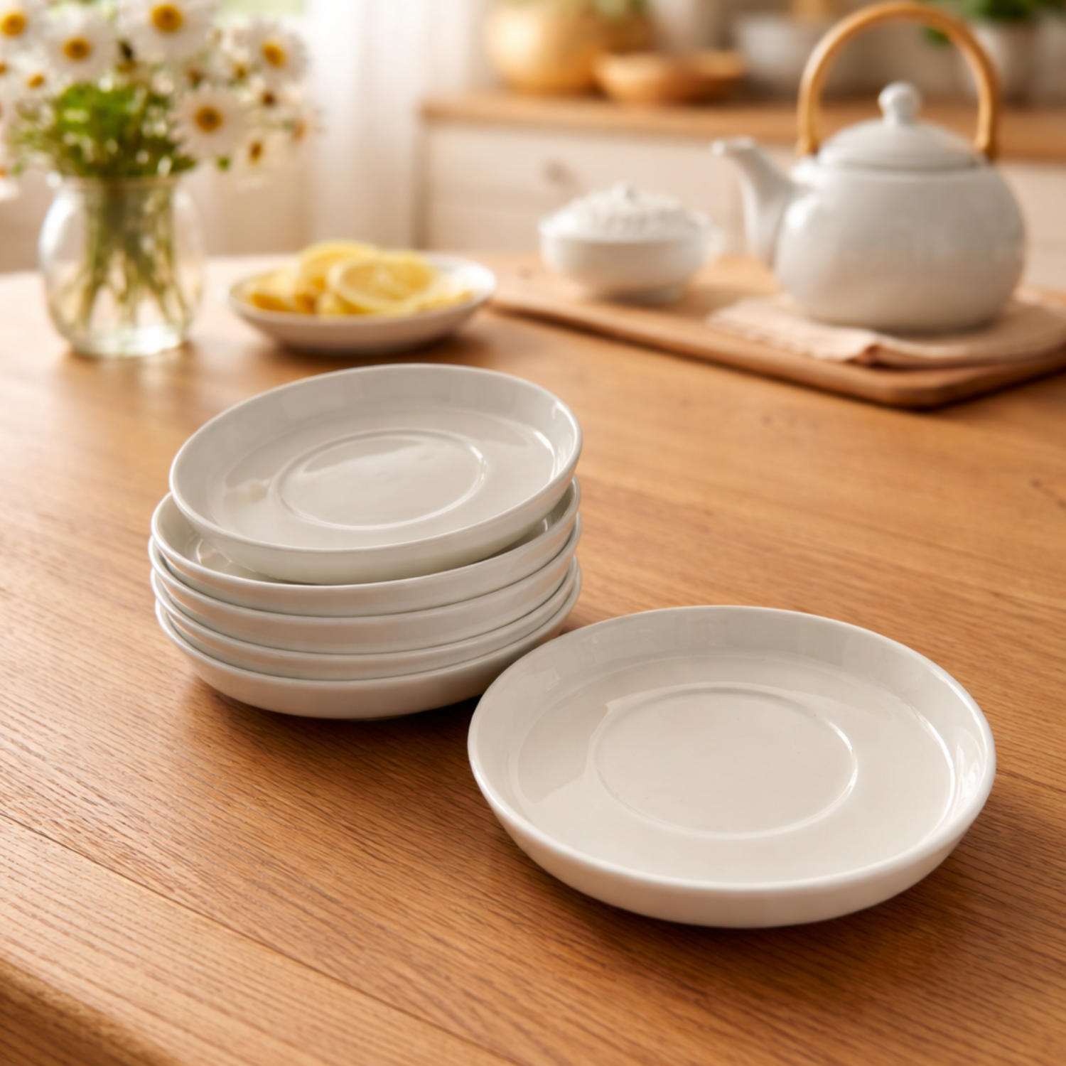 Keramische Onderzetters Set van 6 – Wit