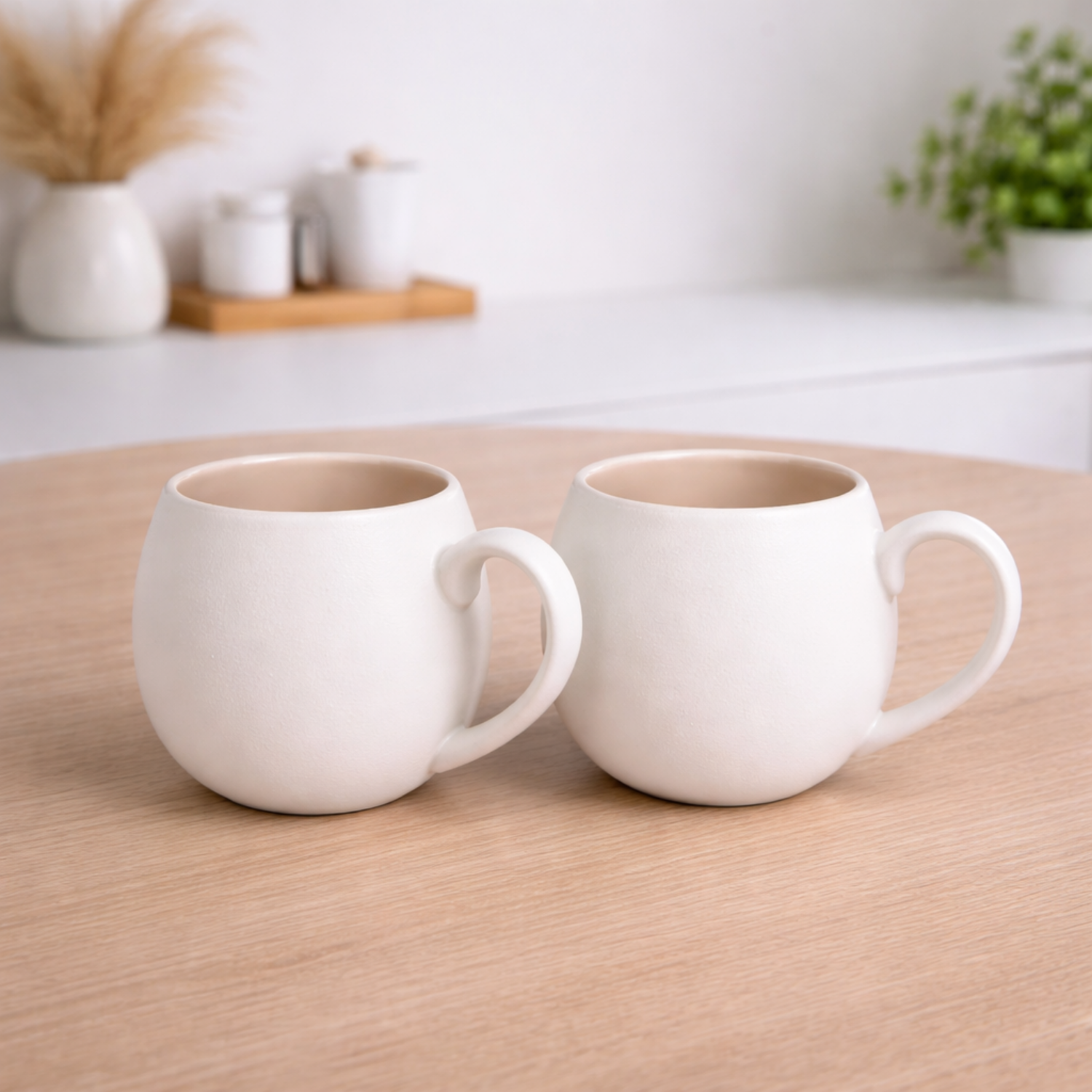 Mokken Set van 2 – 330 ml – Mat Wit/Beige