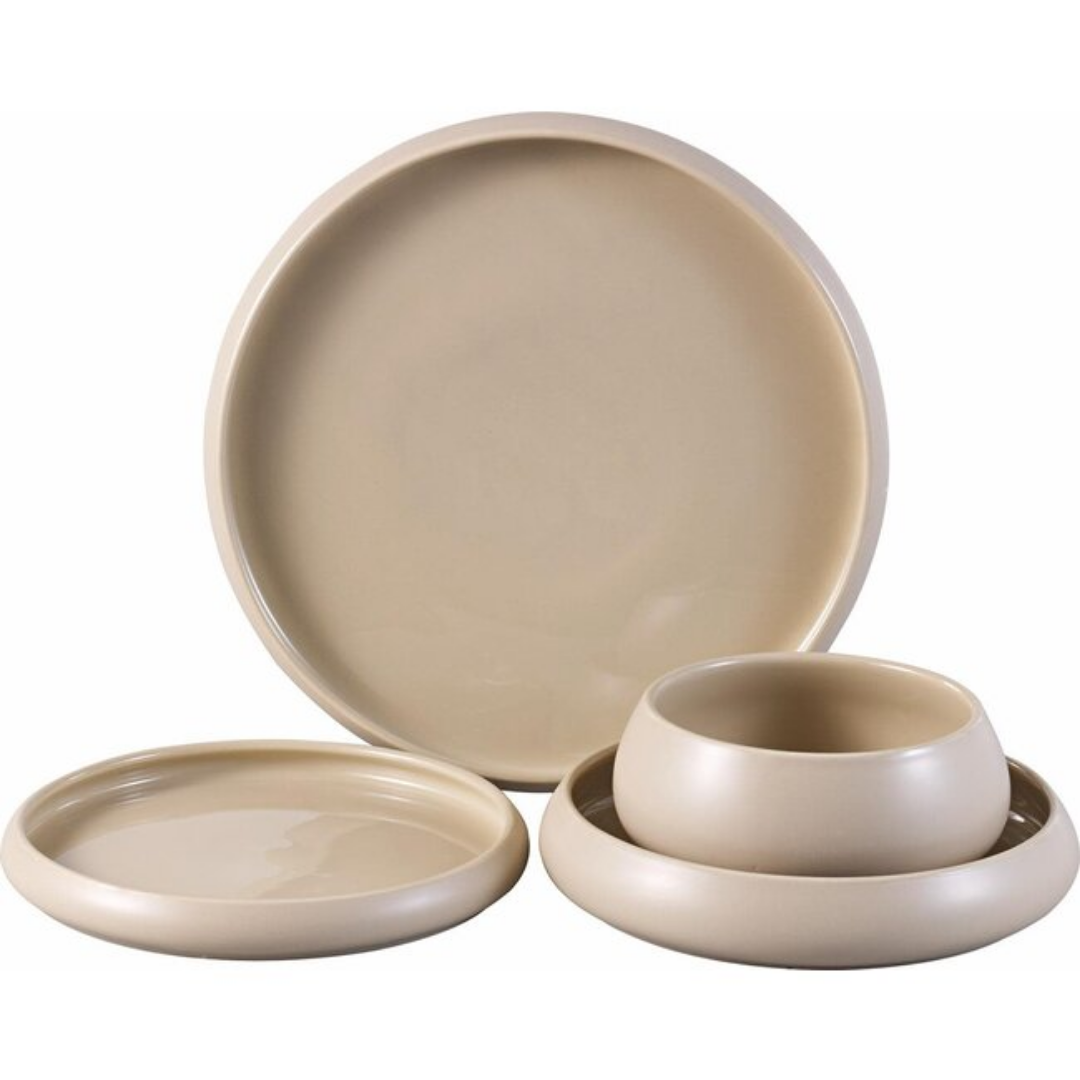 Bavary Chubby Dinnerset 24-Delig Beige – Serviesset voor 6 Personen