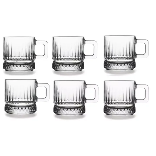 Bavary – Gestreepte Bekers/Mokken met Oor – 195 ml –  6 stuks