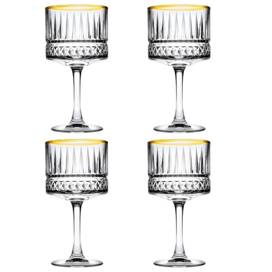 Pasabahce Elysia GOLD Cocktailglazen – Set van 4 Luxe Glazen – 500 ml