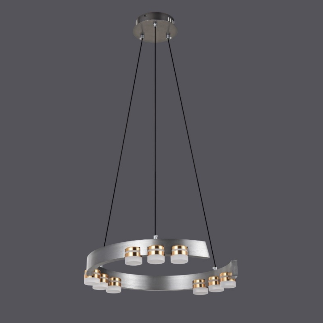 Gri LED Hanglamp Ø45 cm – Gun Grey met Gouden Detail