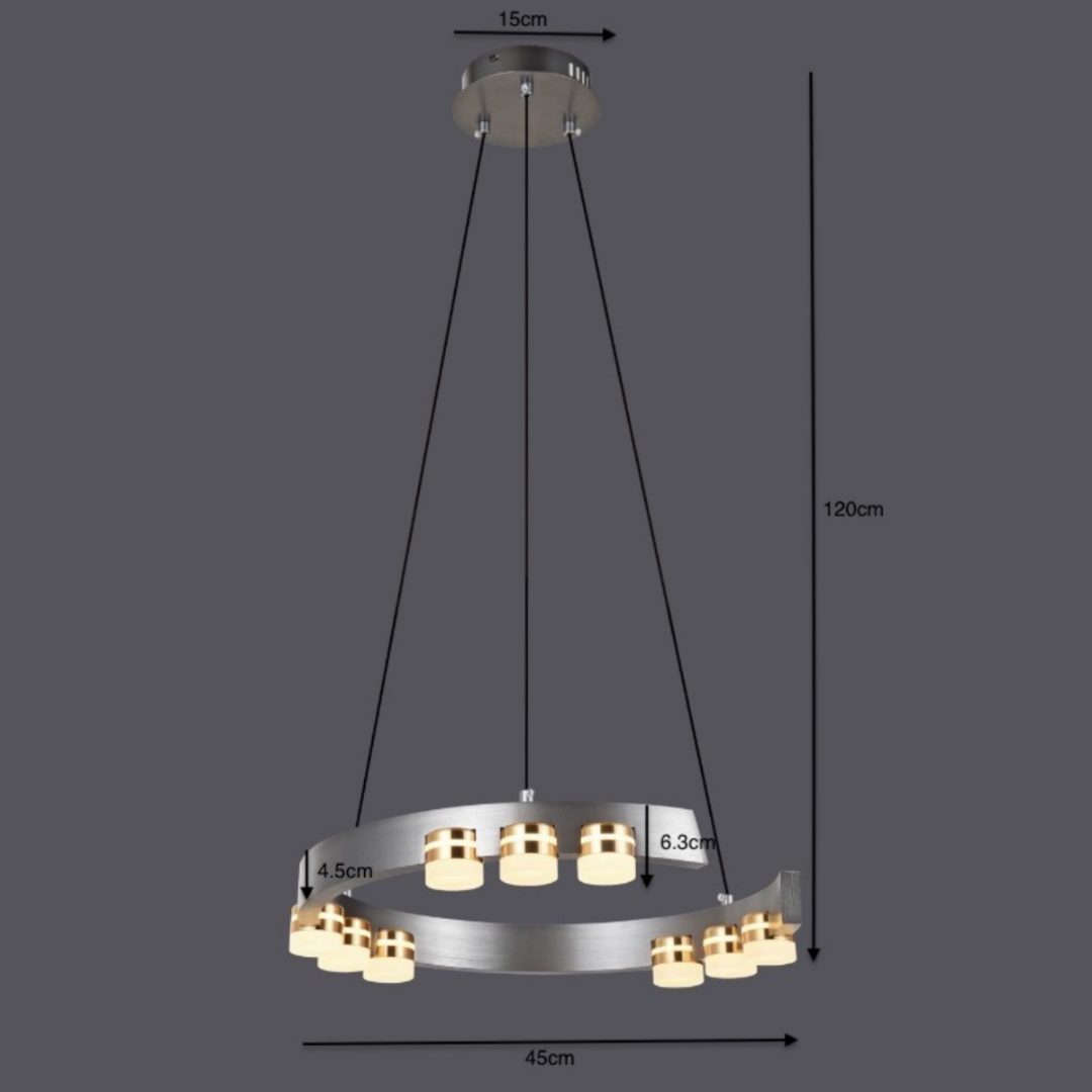 Gri LED Hanglamp Ø45 cm – Gun Grey met Gouden Detail