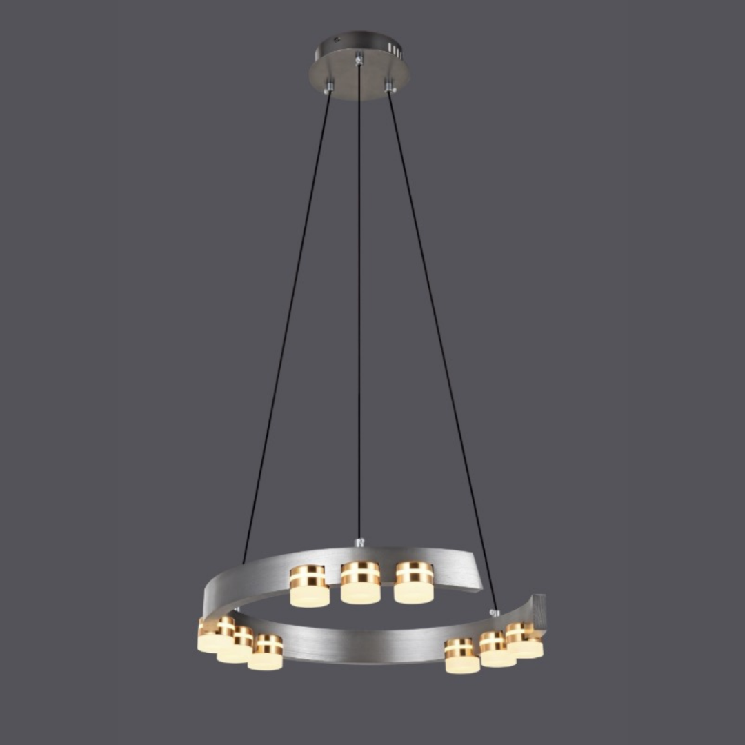Gri LED Hanglamp Ø45 cm – Gun Grey met Gouden Detail