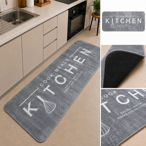 Keukenloper 60 x 180 CM – Grijs/Wit