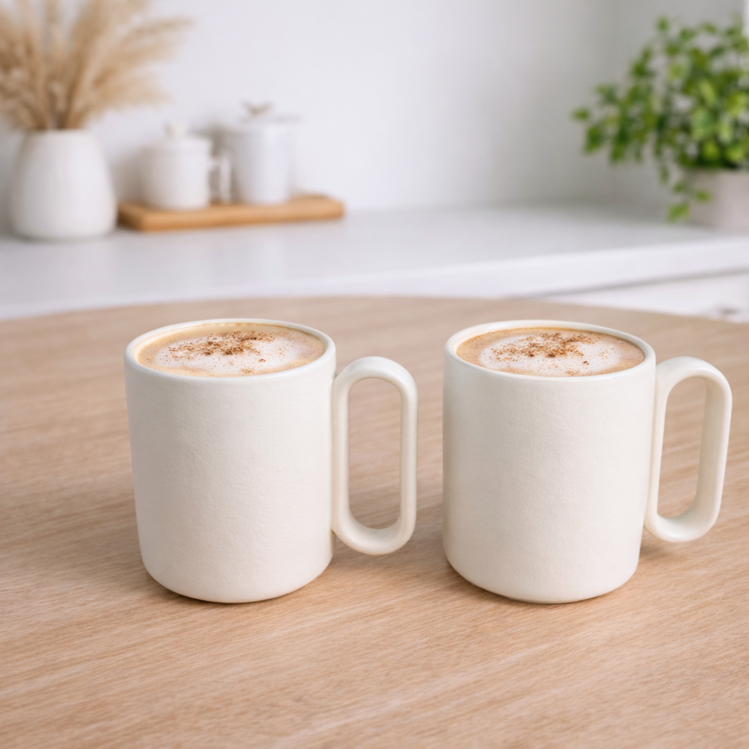 Mokken Set van 2 – 340 ml – Mat Wit/Beige