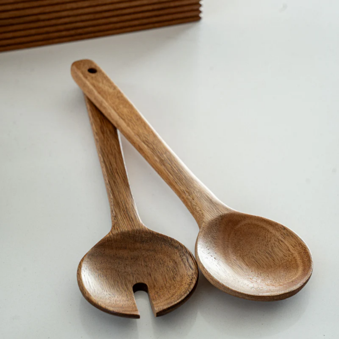 Saladebestek van Acaciahout – Set van 2